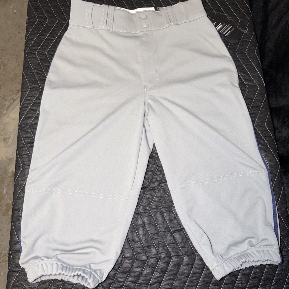 CHAMPRO BP101 Baseball Pants Adult Small Gray Navy Pipe 28-30 Waist New